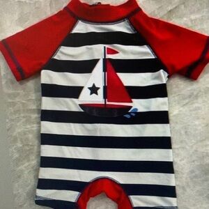 Nautical Kids Swimwear - Red and Navy Striped